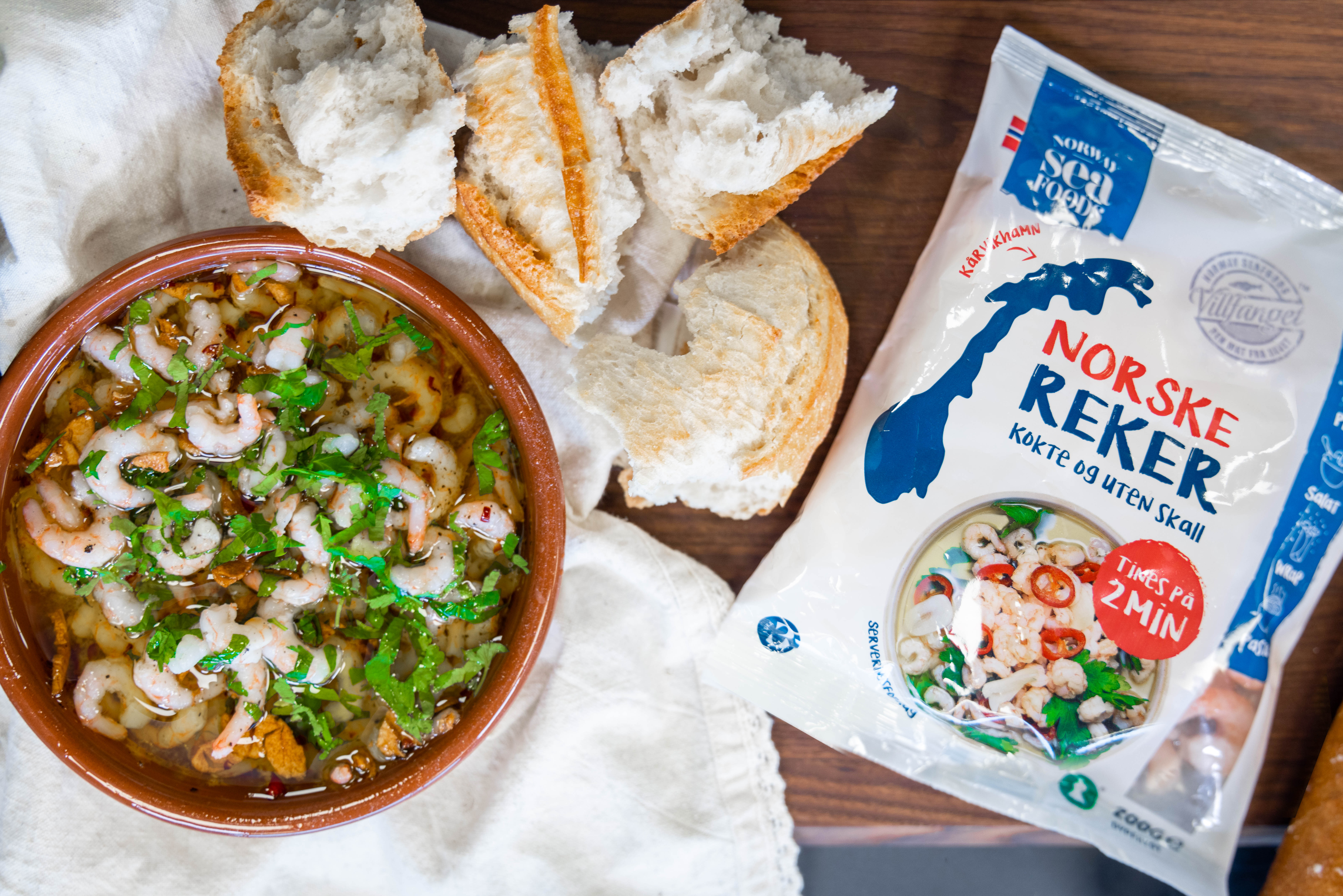 Reker i hvitløksolje