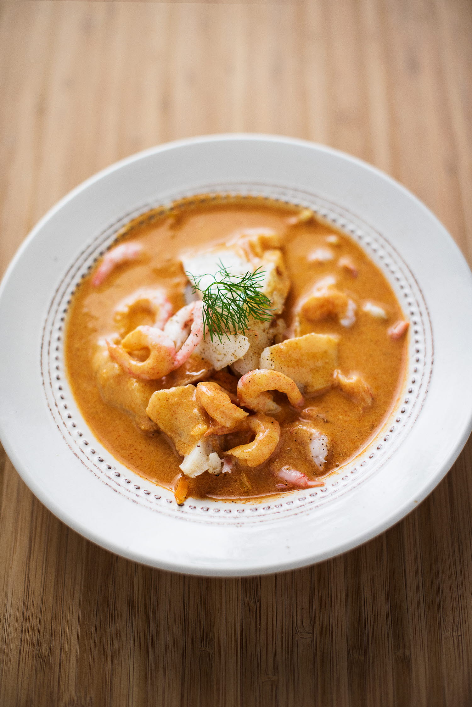 Tomatisert torsk, sei og rekegryte